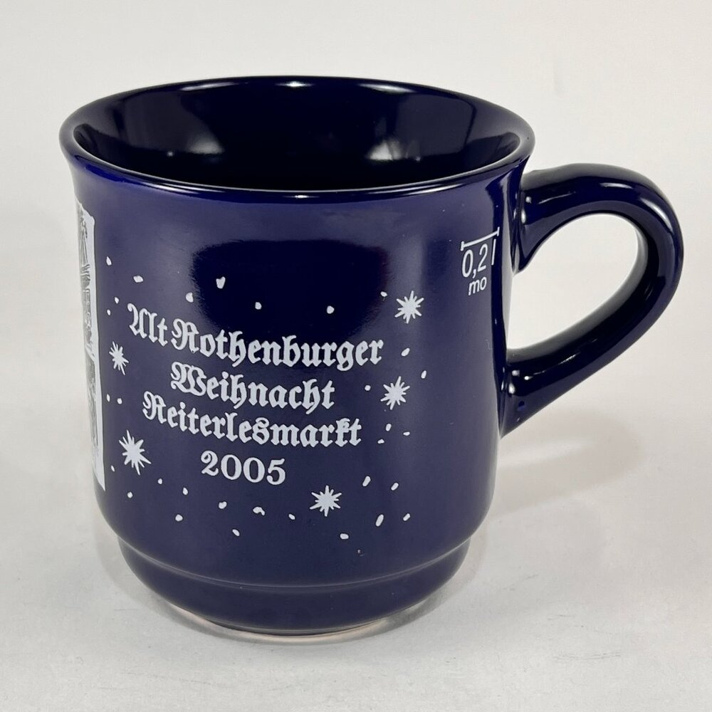 Christmas Market Ceramic Coffee Cup Mug 8oz Blue Winter Holiday Souvenir Germany